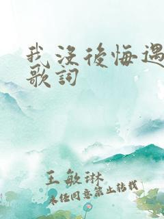 我没后悔遇见你歌词