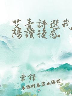 艾青诗选我向太阳读后感