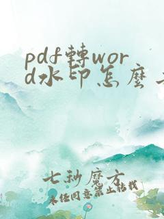 pdf转word水印怎么去掉水印