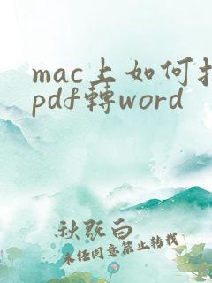 mac上如何把pdf转word