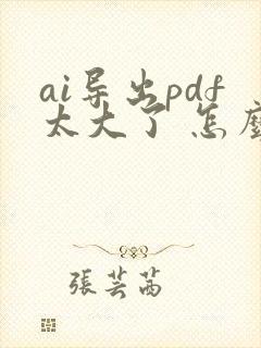 ai导出pdf太大了 怎么缩小