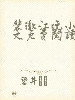 裴彻江晚小说全文免费阅读