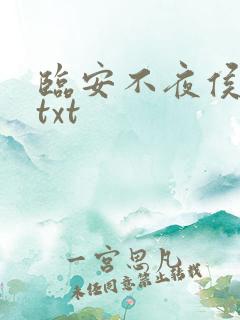 临安不夜侯全本txt