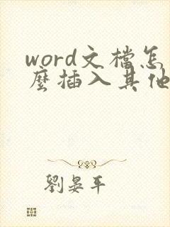 word文档怎么插入其他文件