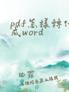 pdf怎样转化成word