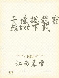 千亿总裁宠妻上瘾txt下载