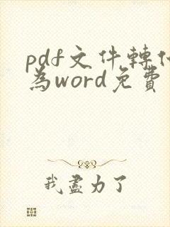 pdf文件转化为word免费