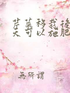 芹菜移栽后多少天可以施肥