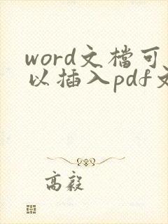 word文档可以插入pdf文件么
