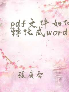 pdf文件如何转化成word文档