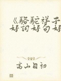 《骆驼祥子》的好词好句好段