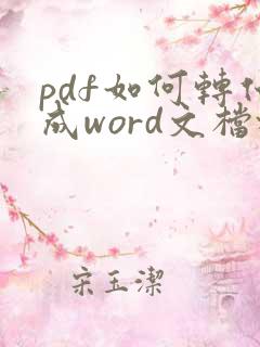 pdf如何转化成word文档格式
