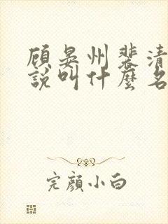顾晏州裴清玄小说叫什么名字