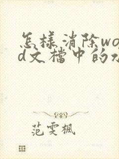 怎样消除word文档中的水印