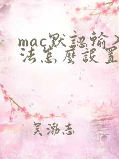 mac默认输入法怎么设置成中文