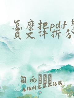 怎么把pdf多页文件拆分