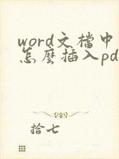 word文档中怎么插入pdf文件
