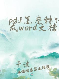 pdf怎么转化成word文档