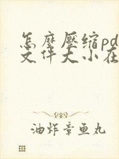 怎么压缩pdf文件大小在线