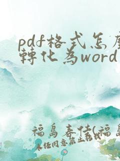 pdf格式怎么转化为word文档