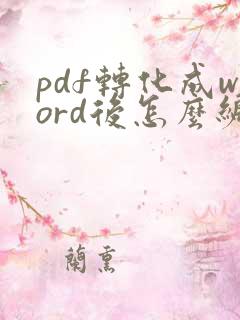 pdf转化成word后怎么编辑