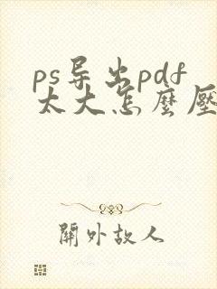 ps导出pdf太大怎么压缩