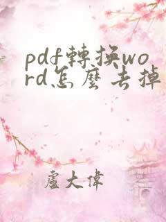 pdf转换word怎么去掉水印