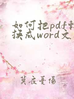 如何把pdf转换成word文档