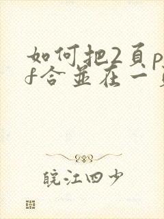 如何把2页pdf合并在一页上保存