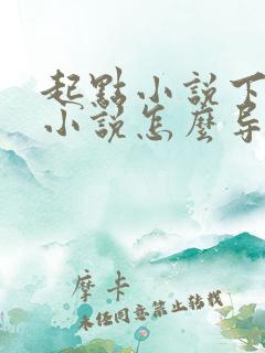 起点小说下载的小说怎么导出