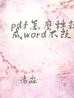 pdf怎么转换成word不改变格式