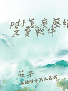 pdf怎么压缩免费软件