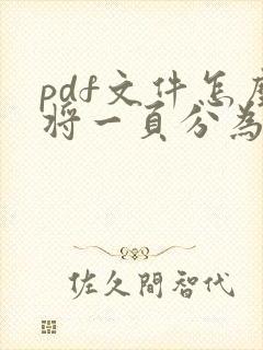 pdf文件怎么将一页分为2页