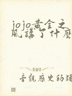 jojo黄金之风讲了什么