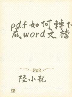 pdf如何转化成word文档软件