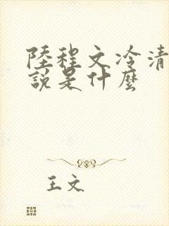 陆程文冷清秋小说是什么