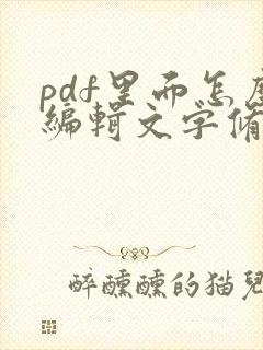 pdf里面怎么编辑文字修改