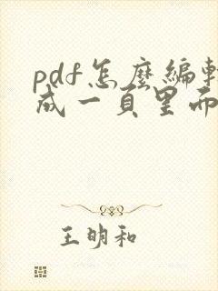 pdf怎么编辑成一页里面