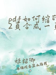 pdf如何缩印2页合成一页