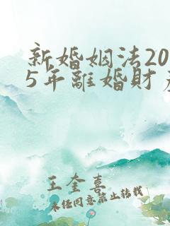 新婚姻法2025年离婚财产分割