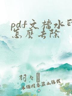 pdf文档水印怎么去除