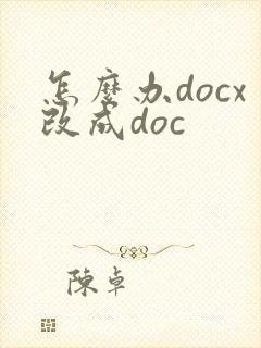 怎么办docx改成doc