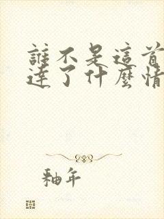 谁不是这首歌表达了什么情感