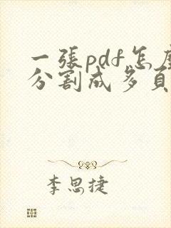 一张pdf怎么分割成多页