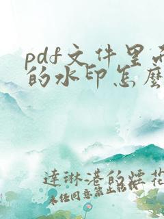 pdf文件里面的水印怎么去掉
