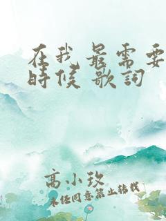 在我最需要你的时候 歌词
