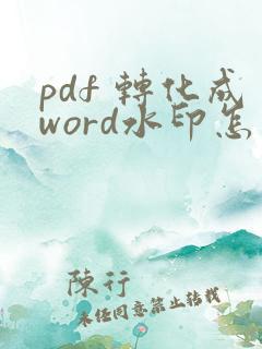 pdf 转化成word水印怎么去掉水印