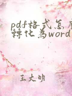 pdf格式怎么转化为word文档