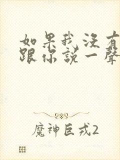 如果我没有机会跟你说一声再见歌词
