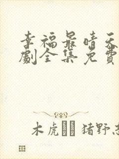 幸福最晴天电视剧全集免费观看